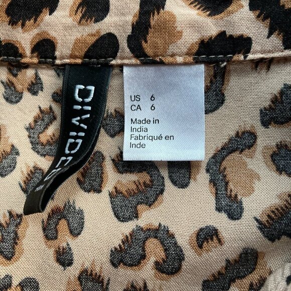 H&M  Tie-hem Cheetah print viscose button down  Shirt Size 6 oversized - Picture 6 of 7